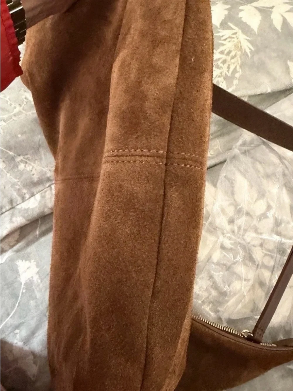 Quince Suede Hobo Bag in Chestnut